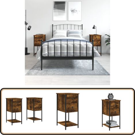 Nachttische 2 Stk. Räuchereiche 32x42x70 cm Holzwerkstoff - Nachttische - Holzwerkstoffeinrichtung - Esszimmermöbel - Schlafzimmermöbel - Kommode