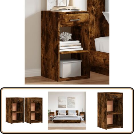 Nachttische 2 Stk. Räuchereiche 35x34x65 cm Holzwerkstoff - Nachttisch - Holzwerkstoff - Rauchereiche - Wohnraum - Schlafzimmer