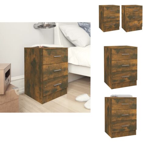 Nachttische 2 Stk. Räuchereiche 38x35x56 cm Holzwerkstoff - Holznachtttische - Rauchereiche Nachttische - Nachttische Mit Schubladen - Wohnzimmerschreibtisch - Beistelltisch