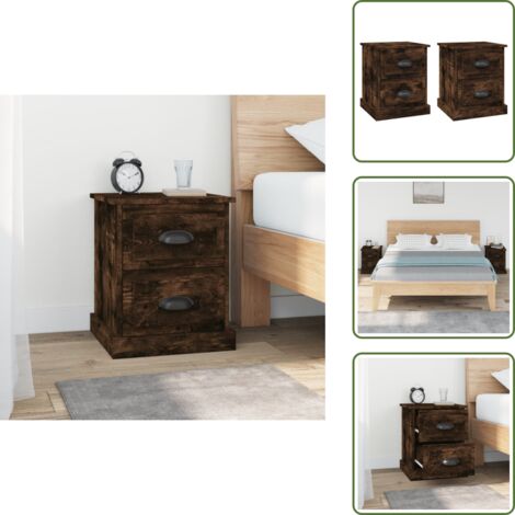 Nachttische 2 Stk. Räuchereiche 39x39x47,5 cm Holzwerkstoff - Nachttisch - Holzwerkstoff - Möbel - Wohnraum - Schlafzimmer