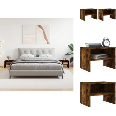 Nachttische 2 Stk. Räuchereiche 40x30x30 cm Holzwerkstoff - Nachttisch - Holzwerkstoff Möbel - Wohnraum Einrichtung - Sideboard - Beistelltisch