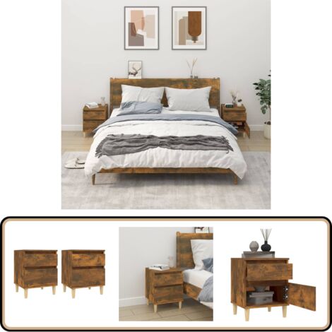 Nachttische 2 Stk. Räuchereiche 40x35x50 cm - Nachttische - Holznachtschränkchen - Schlafzimmermöbel - Wohnzimmerschrank - Möbelset