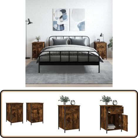 Nachttische 2 Stk. Räuchereiche 40x42x60 cm Holzwerkstoff - Nachttisch - Holznachtisch - Wohnzimmermöbel - Schlafzimmerschrank - Sideboard