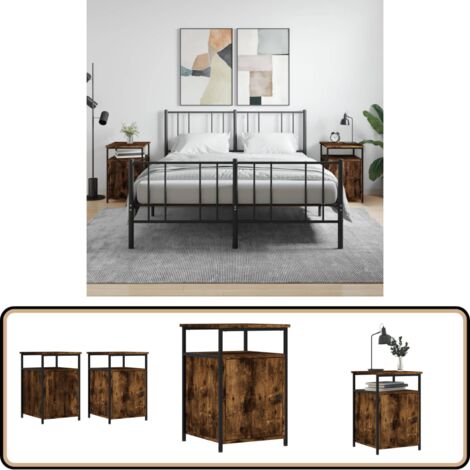 Nachttische 2 Stk. Räuchereiche 40x42x60 cm Holzwerkstoff - Nachttisch - Holzwerkstoff - Esszimmer - Wohnzimmer - Schlafzimmer