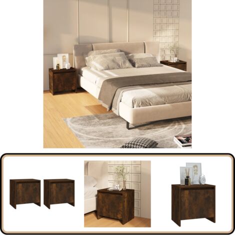 Nachttische 2 Stk. Räuchereiche 45x34x44,5 cm Holzwerkstoff - Nachttische - Wohnzimmer Dekoration - Holzwerkstoffe Möbel - Behandeltes Holz - Braun Möbel