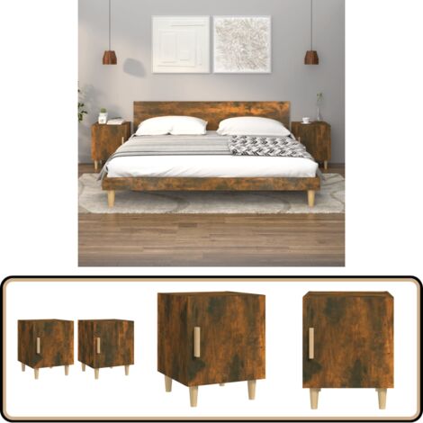 Nachttische 2 Stk. Räuchereiche Holzwerkstoff - Nachttisch - Wohnzimmer Dekoration - Holzmöbel - Behandelter Holz - Holzwerkstoff