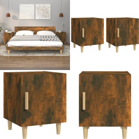 Nachttische 2 Stk. Räuchereiche Holzwerkstoff - Nachttisch - Wohnzimmer Dekoration - Holzmöbel - Behandelter Holz - Holzwerkstoff - Home & Living
