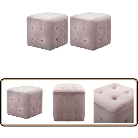 Nachttische 2 Stk. Rosa 30x30x30 cm Samtstoff - Nachtkastje - Rosa Nachttisch - Samtcouch - Wohnzimmer Dekoration - Möbel Set