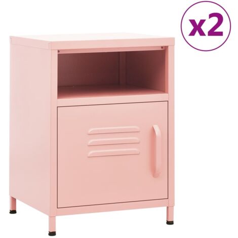 Nachttische 2 Stk. Rosa 35x35x51 cm Stahl