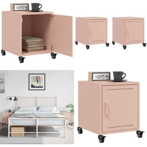 Nachttische 2 Stk. Rosa 36x39x43,5 cm Stahl - Nachttisch - Rosa Nachttisch - Schlafzimmermöbel - Kommode - Wohnzimmer Dekoration - Home & Living