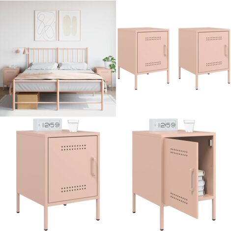 Nachttische 2 Stk. Rosa 36x39x50,5 cm Stahl - Industrieller Nachttisch - Rosa Nachttisch - Schreibtisch - Beistelltisch - Metall Nachttisch - Home & Living