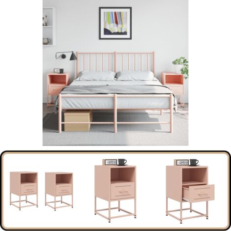 Nachttische 2 Stk. Rosa 36x39x60,5 cm Stahl - Nachttisch - Rosa Nachttisch - Industrieller Nachttisch - Stahl Nachttisch - Schreibtisch