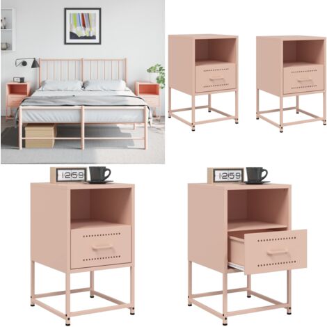 Nachttische 2 Stk. Rosa 36x39x60,5 cm Stahl - Nachttisch - Rosa Nachttisch - Industrieller Nachttisch - Stahl Nachttisch - Schreibtisch - Home & Living
