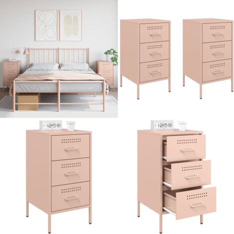 Nachttische 2 Stk. Rosa 36x39x68 cm Stahl - Industriel Stil - Nachttisch - Schreibtischlampe - Regal - Wohnraum Dekoration - Home & Living