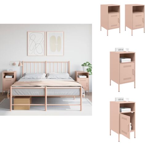 Nachttische 2 Stk. Rosa 36x39x68 cm Stahl - Industriel Stil - Nachttisch - Schreibtischlampe - Wohnzimmerschmuck - Regal