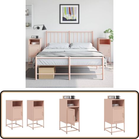 Nachttische 2 Stk. Rosa 36x39x78 cm Stahl - Industrieller Nachttisch - Rosa Nachttisch - Metall Nachttisch - Schreibtischlampe Tisch - Sideboard