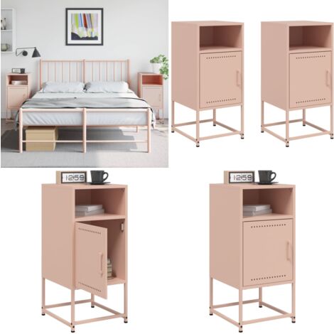 Nachttische 2 Stk. Rosa 36x39x78 cm Stahl - Industrieller Nachttisch - Rosa Nachttisch - Metall Nachttisch - Schreibtischlampe Tisch - Sideboard - Home & Living