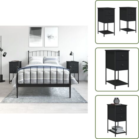 Nachttische 2 Stk. Schwarz 32x42x70 cm Holzwerkstoff - Nachttisch - Kommode - Holzwerkstoff - Schwarz - Schlafzimmermöbel