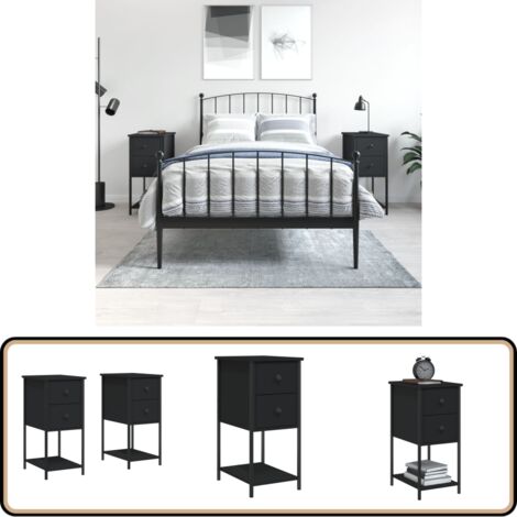 Nachttische 2 Stk. Schwarz 32x42x70 cm Holzwerkstoff - Nachttisch - Kommode - Holzwerkstoff - Schwarz - Schlafzimmermöbel