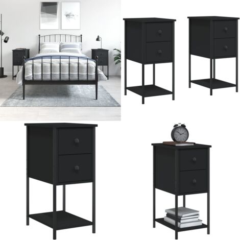 Nachttische 2 Stk. Schwarz 32x42x70 cm Holzwerkstoff - Nachttisch - Kommode - Holzwerkstoff - Schwarz - Schlafzimmermöbel - Home & Living