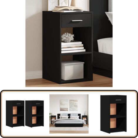Nachttische 2 Stk. Schwarz 35x34x65 cm Holzwerkstoff - Nachttisch - Holzwerkstoff - Schwarz - Sideboard - Kommode