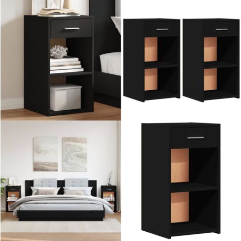 Nachttische 2 Stk. Schwarz 35x34x65 cm Holzwerkstoff - Nachttisch - Holzwerkstoff - Schwarz - Sideboard - Kommode - Home & Living
