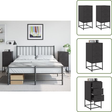 Nachttische 2 Stk. Schwarz 36x39x78 cm Stahl - Industrieller Nachttisch - Schreibtischlampe - Metall Nachttisch - Schwarzer Nachttisch - Nachttisch Set