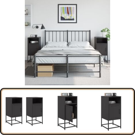Nachttische 2 Stk. Schwarz 36x39x78 cm Stahl - Industrieller Nachttisch - Schreibtischlampe - Nachttisch Schwarz - Metall Nachttisch - Sideboard