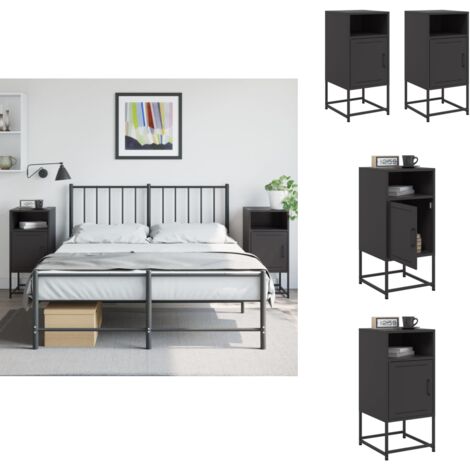 Nachttische 2 Stk. Schwarz 36x39x78 cm Stahl - Industrieller Nachttisch - Schreibtischlampe - Nachttisch Schwarz - Metall Nachttisch - Sideboard