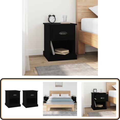 Nachttische 2 Stk. Schwarz 39x39x47,5 cm Holzwerkstoff - Nachttisch - Holzwerkstoff Möbel - Schwarzer Nachttisch - Kommode - Beistelltisch