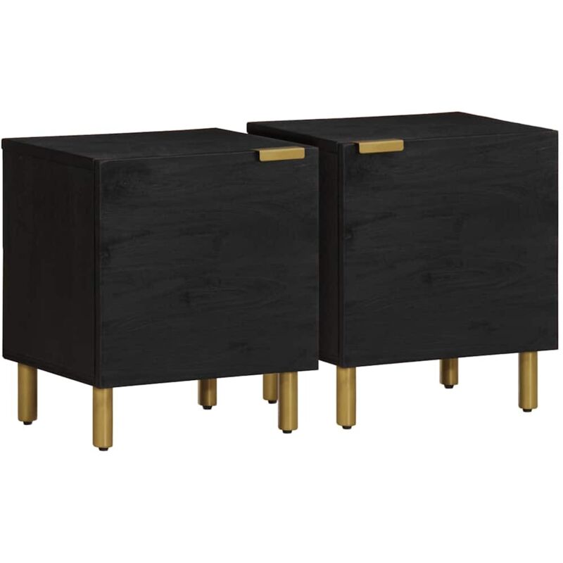 Nachttische 2 Stk. Schwarz 40x33x46 Cm Massivholz Mango - Vidaxl