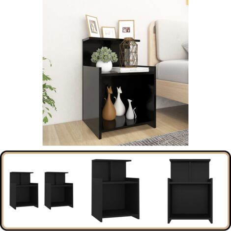 Nachttische 2 Stk. Schwarz 40x35x60 cm Holzwerkstoff - Nachttisch - Wohnzimmer Deko - Holz Sideboard - Kommode Schwarz - Schränkchen