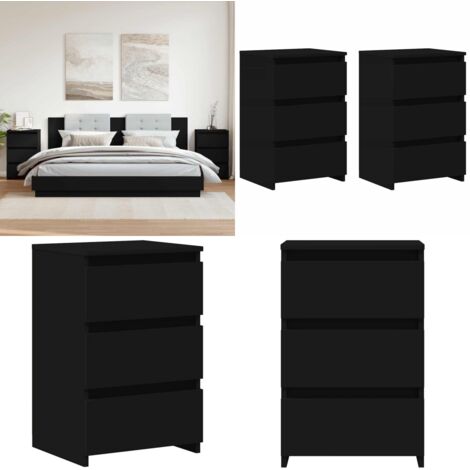 Nachttische 2 Stk. Schwarz 40x35x62,5 cm Holzwerkstoff - Nachtttische - Holznachtisch - Wohnzimmer Deko - Schrank Schwarz - Kommode - Home & Living