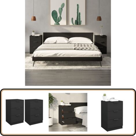 Nachttische 2 Stk. Schwarz 40x36x65 cm - Schreibtisch - Nachttisch - Wohnzimmermöbel - Holzmöbel - Schwarz