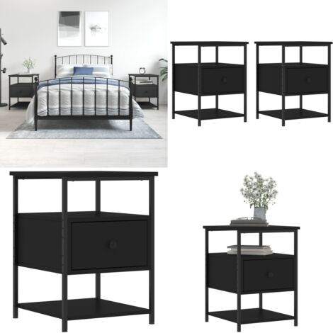 Nachttische 2 Stk. Schwarz 40x42x56 cm Holzwerkstoff - Nachttisch - Kommode - Holzwerkstoff - Schwarz - Wohnzimmer - Home & Living