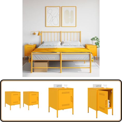 Nachttische 2 Stk. Senfgelb 36x39x50,5 cm Stahl - Industrieller Nachttisch - Schreibtisch - Sideboard - Metall Tisch - Nachtkommode