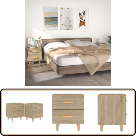 Nachttische 2 Stk. Sonoma-Eiche 40x35x47,5 cm - Nachttisch - Holznachtisch - Wohnzimmerdeko - Möbel - Esszimmermöbel