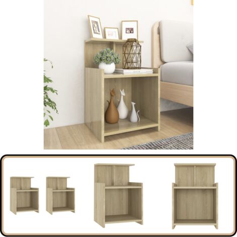 Nachttische 2 Stk. Sonoma-Eiche 40x35x60 cm Holzwerkstoff - Nachttisch - Wohnzimmer Dekoration - Holz Sideboard - Kommode - Regal