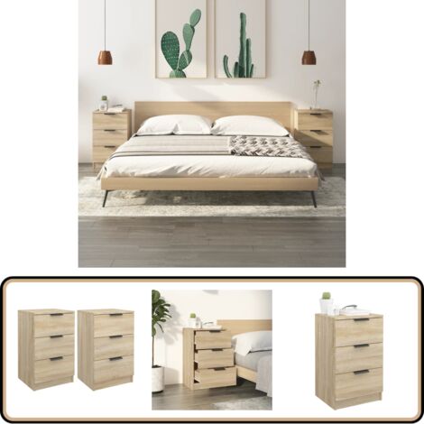 Nachttische 2 Stk. Sonoma-Eiche 40x36x65 cm - Nachttisch - Schlafzimmermöbel - Wohnzimmerdeko - Eichefarben - Massivholzoptik
