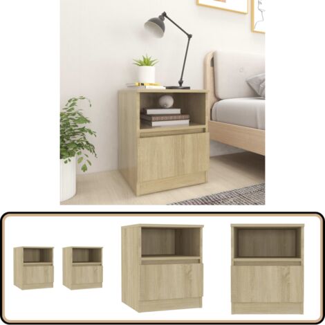 Nachttische 2 Stk. Sonoma-Eiche 40x40x50 cm Holzwerkstoff - Nachttisch - Wohnzimmermöbel - Holzwerkstoffe - Kommode - Sideboard