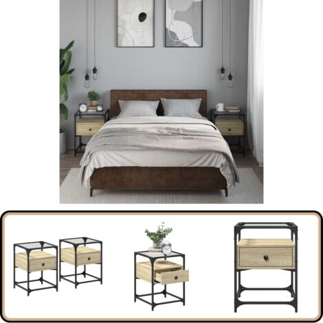 Nachttische 2 Stk. Sonoma-Eiche 40x40x55 cm Holzwerkstoff - Nachttisch - Holznachtisch - Esszimmermöbel - Wohnzimmereinrichtung - Möbel Online Kaufen