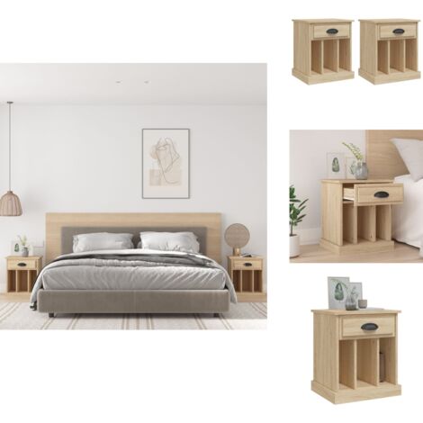 Nachttische 2 Stk. Sonoma-Eiche 43x36x50 cm - Nachttisch - Wohnzimmermöbel - Beistelltisch - Holznachtisch - Eichefarben