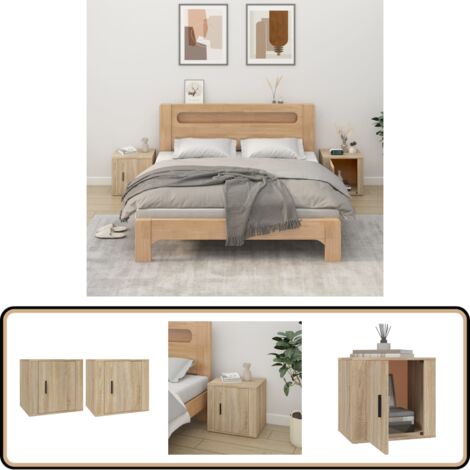 Nachttische 2 Stk. Sonoma-Eiche 50x39x47 cm - Nachttische - Schlafzimmermöbel - Holzwerkstoffeinrichtung - Kommoden - Sideboard