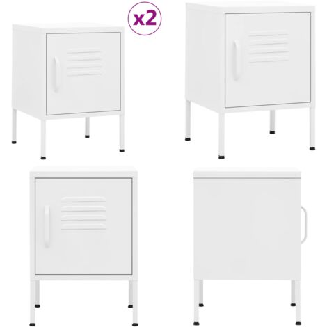 Nachttische 2 Stk. Weiß 35x35x51 cm Stahl - Nachttisch - Schreibtisch - Wohnzimmer Dekoration - Weißer Nachttisch - Stahl Nachttisch - Home & Living