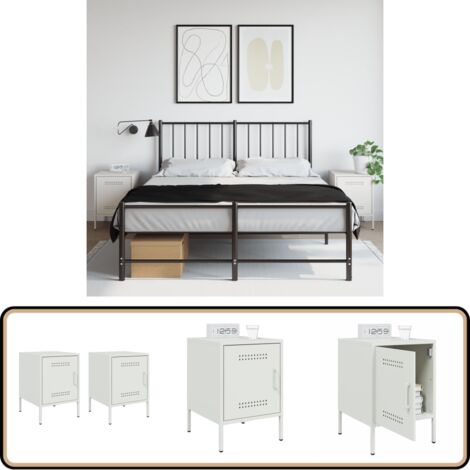 Nachttische 2 Stk. Weiß 36x39x50,5 cm Stahl - Industrieller Nachttisch - Schreibtisch - Sideboard - Metall Tisch - Weißer Nachttisch