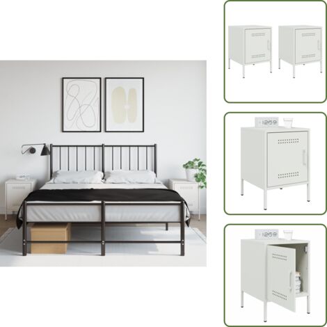Nachttische 2 Stk. Weiß 36x39x50,5 cm Stahl - Industrieller Nachttisch - Schreibtisch - Sideboard - Metall Tisch - Weißer Nachttisch
