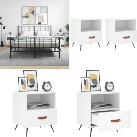 Nachttische 2 Stk. Weiß 40x35x47,5 cm Holzwerkstoff - Nachtschränke - Wohnzimmermöbel - Möbel Online Kaufen - Weißer Nachttisch - Holzwerkstoff - Home & Living
