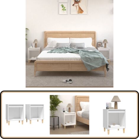 Nachttische 2 Stk. Weiß 40x35x50 cm - Nachttische - Wohnzimmer Möbel - Holzwerkstoffeinrichtung - Weiße Möbel - Kommode