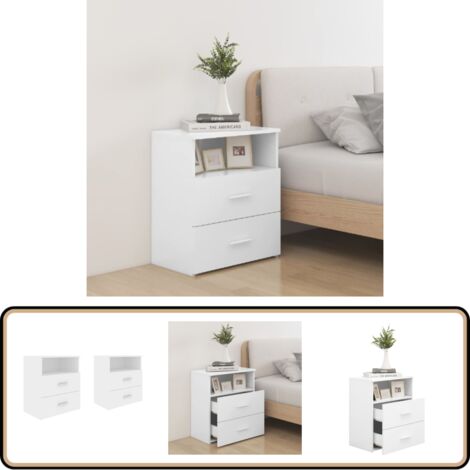 Nachttische 2 Stk. Weiß 50x32x60 cm - Nachttisch - Nachttische - Kommode - Wohnzimmer Dekoration - Weißer Schrank