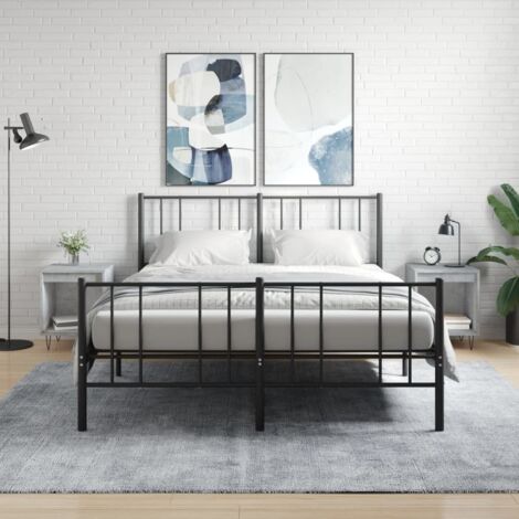 Nachttische 2 Stück grau Beton 40x35x50 cm aus MDF